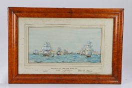 Rowland Langmaid (1897-1956) Mediterranean Fleet Leaving Malta Harbour 1876, signed watercolour with