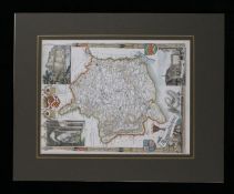 Thomas Moule, original coloured map engraving, Monmouthshire, circa 1850, the borders with
