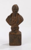 Cast iron bust of a gentleman, on a pierced base, 25.5cm high,