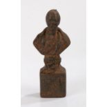 Cast iron bust of a gentleman, on a pierced base, 25.5cm high,