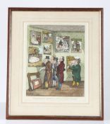 Edward Lloyd Bryant, satirical coloured print "Connoisseurs examining a collection of George