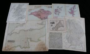 J & C Walker coloured map, Scotland, county maps to include Cornwall, Isle of Wight, Shetland and