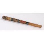 Victorian painted police truncheon, with crowned VR crest above a cartouche "POLICE", with reeded