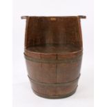 H.M.S. Ganges barrel chair, with embossed copper plate to the back and with banding to the exterior,