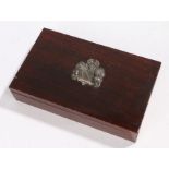 Ernest Bevin interest, a presentation rosewood cigar box, with a crest to the lid of the box dated