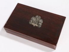 Ernest Bevin interest, a presentation rosewood cigar box, with a crest to the lid of the box dated