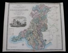 C & J Greenwood, coloured map engraving, "Map of the South East Circuit of the Principality of Wales