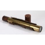 W. Ottoway & Co brass two draw telescope, Ealing, dated 1907, No. 9702, 126cm long fully extended