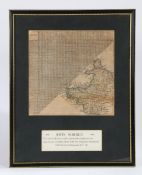 John Norden, coloured map engraving, Wales, with distance table, originally from "A Direction for an