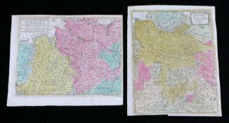 R.W. Seale, coloured map engravings, Hanover and Germany 31.5cm x 39cm and 39cm x 31.5cm (2)