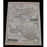 Thomas Kitchin, coloured map engraving, "An accurate map of Carmarthenshire", with cartouche