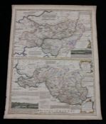 Thomas Kitchin, coloured map engraving, "An accurate map of Carmarthenshire", with cartouche