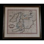 Original coloured map engraving, "Tabi Euopae Continens Albion, Brittaniam et Hiberniam", housed