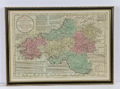 Carrington Bowles, coloured map engraving, "Bowle's new medium map of South Wales", 1785, housed