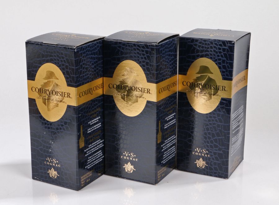 Courvoisier VS Cognac, 75cl, 40%, three boxed bottles, (3)