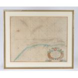 Captain Greenville Collins, "Yarmouth and the Sands about it", hand coloured sea chart, housed in