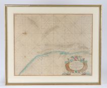 Captain Greenville Collins, "Yarmouth and the Sands about it", hand coloured sea chart, housed in