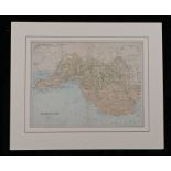 Coloured map engraving, Glamorgan, circa 1875, mounted, 30.5cm x 23cm