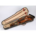 E. Schmidt & Co violin, Antonius Stradivarius copy, labelled to interior, 60.5cm long, together with