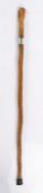 New Zealand interest, a walking cane with a silver collar with ROTURUA NZ 1893, 84cm long