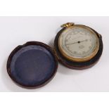 Brass cased pocket barometer by Baird Optician, Glasgow, the signed silver dial with outer
