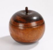 Novelty lignum vitae tea caddy, in the form of an apple, possible adapted, 13.5cm high