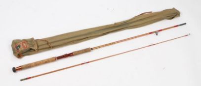 Lee "Glaslee Fyberon Glass" spinning rod, formed from two sections, 216cm long, housed in a canvas