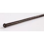 African tribal Zulu prestige staff, the globular pommel above a tapering stem, 105cm long