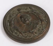 Christopher Columbus, bronze medal, one side depicting Cristoforo Colombo in profile, the reserve