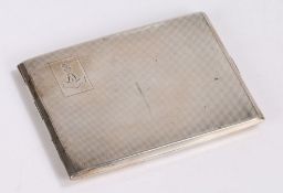 George VI silver cigarette case, Birmingham 1938, maker F H Adams & Holman, the engine turned