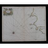 Captain Granville Collins, coloured map engraving, Milford Haven, 60cm x 47.5cm