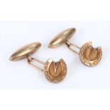Pair of 9 carat gold cufflinks, the terminals depicting a horseshoe, 3g
