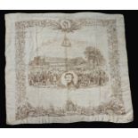 Great Exhibition 1851 silk shawl, with central depiction of the Crystal Palace and Prince Albert,