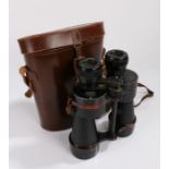 Ross London Stepmur 10x50 binoculars, numbered 4356, housed in a brown leather case