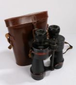 Ross London Stepmur 10x50 binoculars, numbered 4356, housed in a brown leather case