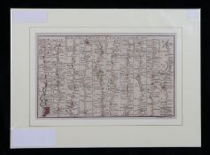 Thomas Bowen, original coloured map engraving, "The Road from LONDON to St DAVIDS in Pembroke