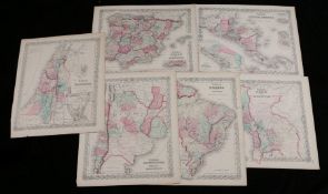 Colton's coloured maps, to include Central America, Peru and Bolivia, Spain and Portugal, Brazil and