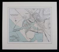 Coloured map engraving, "GREAT WESTERN RAILWAY, PORT TALBOT DOCKS", mounted, 39cm x 31.5cm