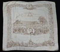 Great Exhibition 1851 silk shawl, with central depiction of the Crystal Palace and Prince Albert,