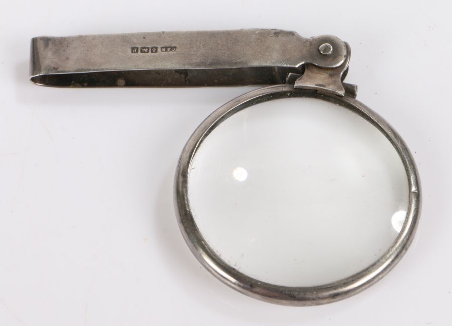 Silver mounted folding pocket lens, Birmingham 1914, maker Chrisford & Norris, the circular lens - Image 2 of 2