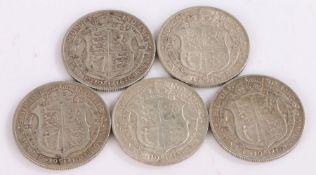 George V, Five Half Crowns, 1916 x 5, (5)