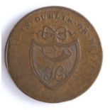 British Token, copper halfpenny, CRONERANE HALFPENNY, with profile bust of a bishop, the reverse