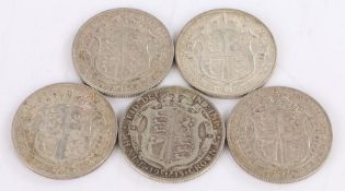George V, a collection of pre 1947 Half Crowns, 1915 x 5, (5)