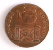 British Token, copper halfpenny, Bury St Edmunds, SUCCESS TO TRADE, with central depiction of a