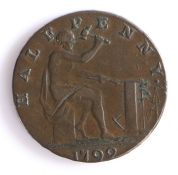 British Token, copper halfpenny, 1792, HALFPENNY 1792 with seated Vulcan forging lightning, the