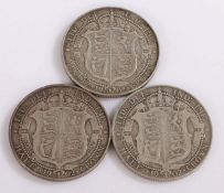 Edward VII, Four Half Crowns, 1902 x 3, (3)