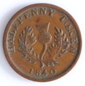 Canadian Token, copper halfpenny, PROVINCE OF NOVA SCOTIA, with central profile bust of Victoria,