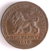 British Token, copper penny, 1812, Walthamstow, SMELTING WORKS AT LANDORE BRITISH COPPER COMPANY,