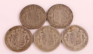 Edward VII, Five Half Crowns, 1907 x 5, (5)