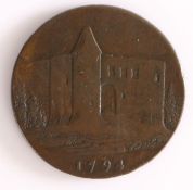 British Token, copper halfpenny, 1794, Colchester, SUCCESS TO THE BAY TRADE, with central